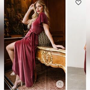 New Baltic Born Sz XS Andi Ribbed Velvet Wrap Dress Dusty Rose